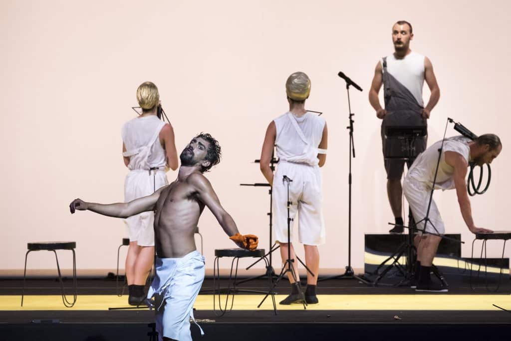 Theatre production with musicians and dancing - from LIFT Festival 2024 Bacchae © Laurent Philippe